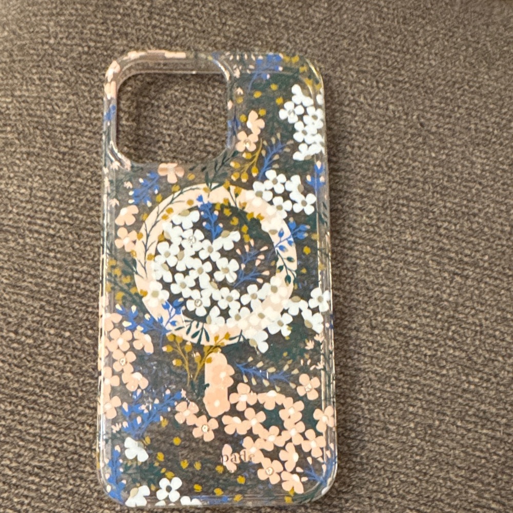 kate spade Clear Floral Phone Case with Pink, White & Blue Blossoms